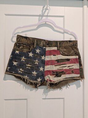 Denim & Supply by Ralph Lauren Camo American Flag Jean Shorts - Size 29 - EUC